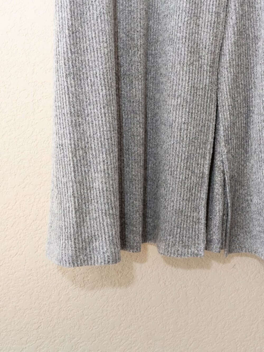 Old Navy Womens L Gray Ribbed Knit Wrap Dress Long Sleeve V Neck Tie Waist - Picture 9 of 16